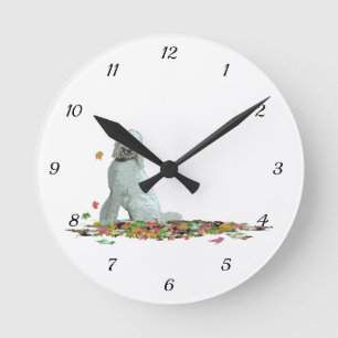 Labradoodle Hund in Blätter Wall Clock Runde Wanduhr