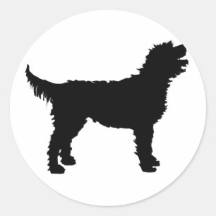 Labradoodle Hund (in schwarz) Runder Aufkleber