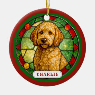 Labradoodle Hund Keramik-Kreis-Ornament Keramik Ornament