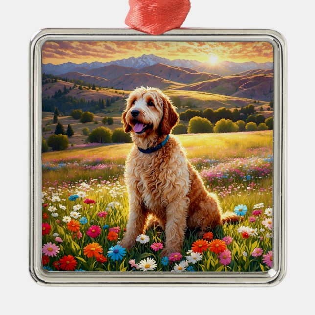 Labradoodle-Hund Ornament Aus Metall (Vorne)