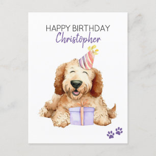 Labradoodle Hund Personalisiert Happy Birthday Postkarte