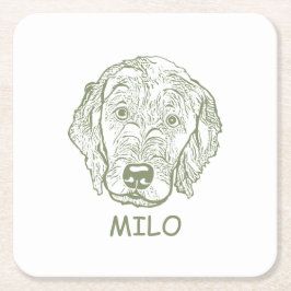 Labradoodle Hund personalisiert Zeichnend Hand Rechteckiger Pappuntersetzer