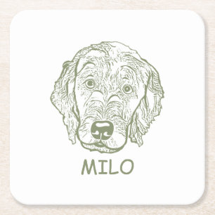Labradoodle Hund personalisiert Zeichnend Hand Rechteckiger Pappuntersetzer