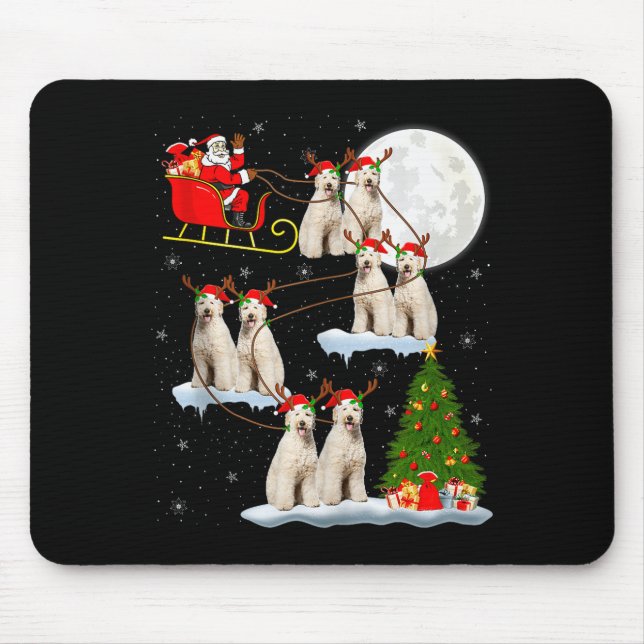 Labradoodle Hund Santa Schlitten Fliegend Lustig M Mousepad (Vorne)