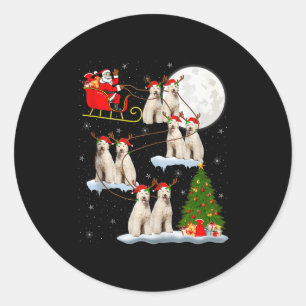 Labradoodle Hund Santa Schlitten Fliegend Lustig M Runder Aufkleber