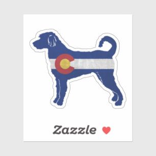 Labradoodle Hund Silhouette Colorado Flag Aufkleber
