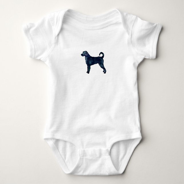 Labradoodle Hund Silhouette Schwarzes Wasser Baby Strampler (Vorderseite)