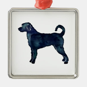 Labradoodle Hund Silhouette Schwarzes Wasser Ornament Aus Metall