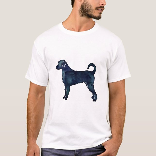 Labradoodle Hund Silhouette Schwarzes Wasser T-Shirt (Vorderseite)