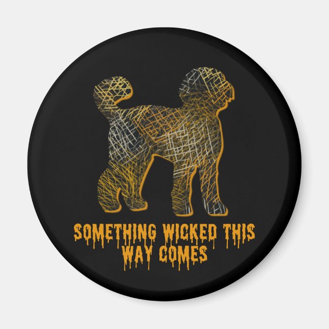Labradoodle Hund Silhouette Spaß Halloween Magnet (Vorne)
