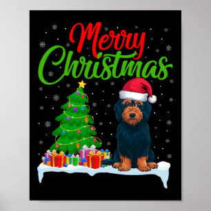 Labradoodle Hund Weihnachtsbaum Lichter Funny Xmas Poster
