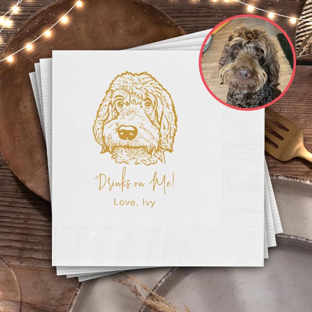 Labradoodle Hunde Hand Zeichne Personalisiert Serviette (Von Creator hochgeladen)