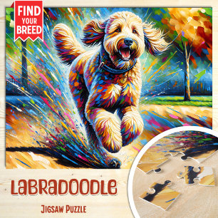 Labradoodle Hundeporträt Acryl-Kunst Druck Hund Puzzle