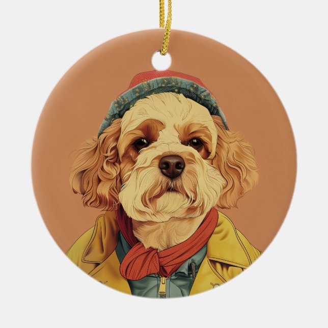Labradoodle Keramik Ornament (Vorne)