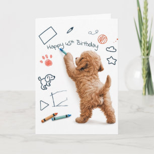 Labradoodle-Kritzelei zum 45. Geburtstag Karte
