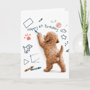 Labradoodle kritzelt zum 6. Geburtstag Karte