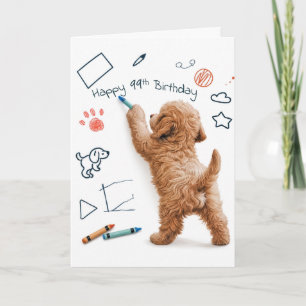 Labradoodle kritzelt zum 99. Geburtstag Karte