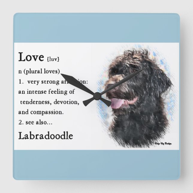 Labradoodle-Liebe ist Geschenke Quadratische Wanduhr (Vorderseite)