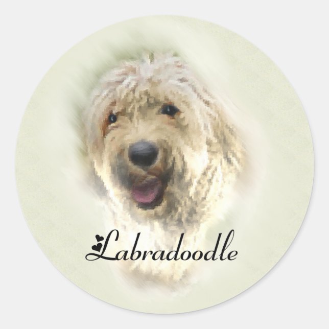 Labradoodle Liebhaber Geschenke Runder Aufkleber (Vorderseite)