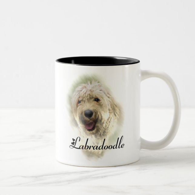 Labradoodle Liebhaber Geschenke Zweifarbige Tasse (Rechts)