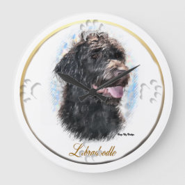 Labradoodle Liebhaber von Kunst Große Wanduhr