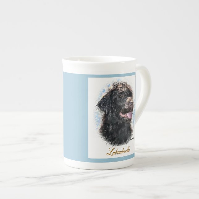 Labradoodle Liebhaber von Kunst Prozellantasse (Vorderseite Rechts)