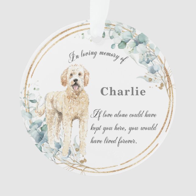Labradoodle Love Memory Name Weihnachts-Foto Ornament (Vorderseite)