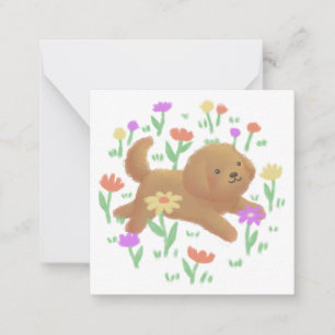 Labradoodle mit Blume Illustration Mitteilungskarte