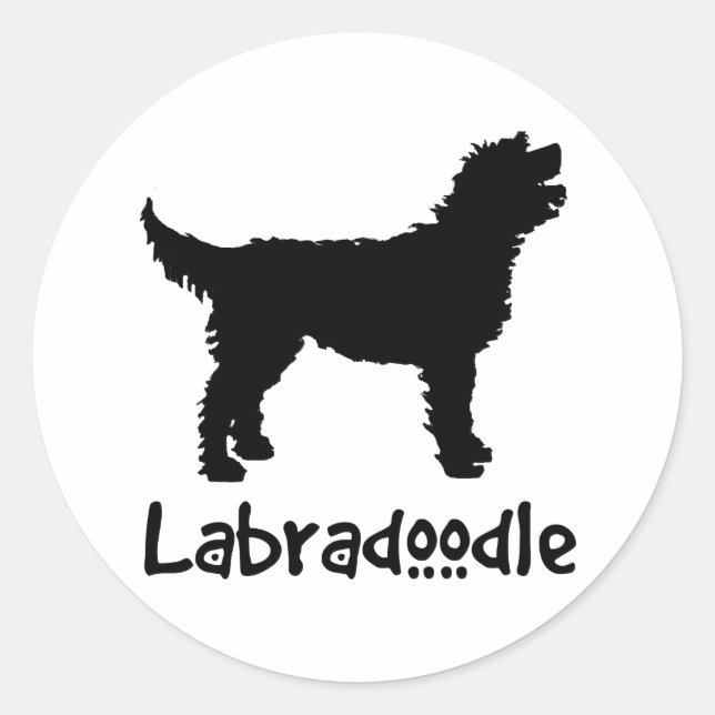Labradoodle mit/Cooler Text Runder Aufkleber (Vorderseite)