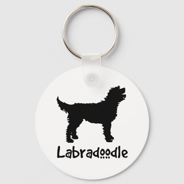 Labradoodle mit/Cooler Text Schlüsselanhänger (Vorderseite)