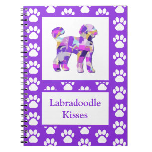 Labradoodle Niedlich Hund Silhouette Paw Lila PY&B Notizblock