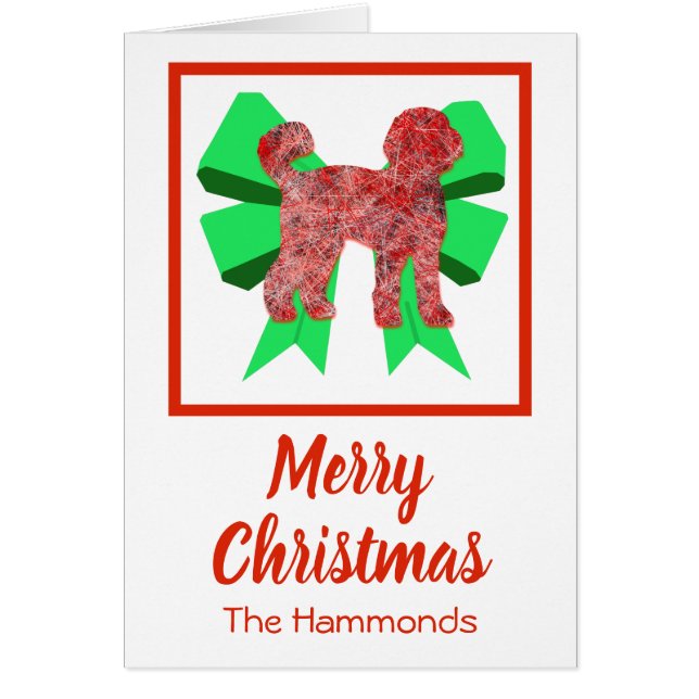 Labradoodle Niedlicher Weihnachtshund & Grüner Bow (Vorne)