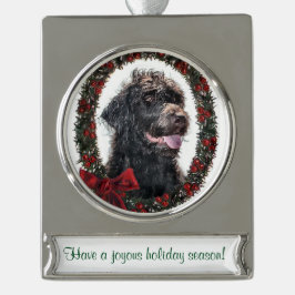 Labradoodle Personalisiert Weihnachten Banner-Ornament Silber