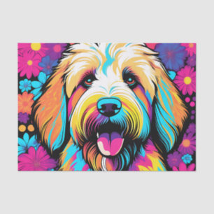 Labradoodle Pop Art Hund mit Blume Seidenpapier