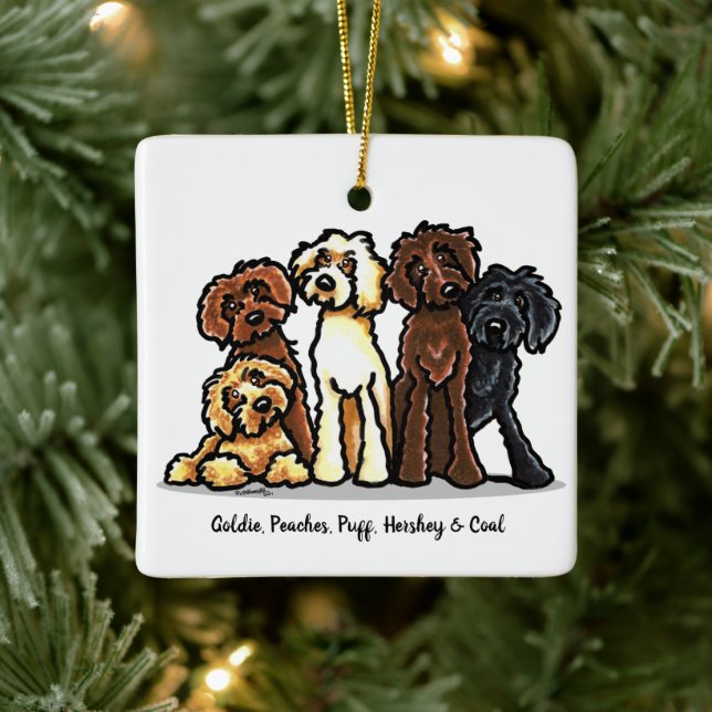 Labradoodle Rainbow Personalisiert Weihnachten Keramikornament (Baum)