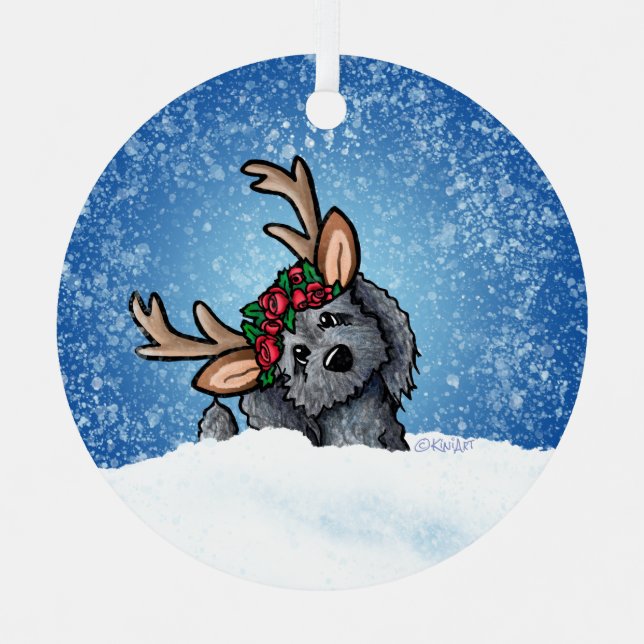 Labradoodle Rentier Weihnachtsfeier Keramik Orname Ornament Aus Metall (Vorderseite)