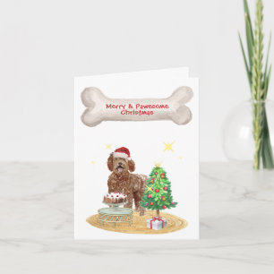 Labradoodle Santa-Hut Weihnachtsbaum Feiertagskarte