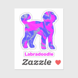 Labradoodle Silhouette Crazy Hot Pink Sticker