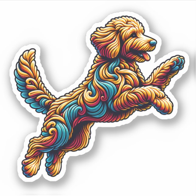 Labradoodle Vinyl Docker Aufkleber (Vorderseite)