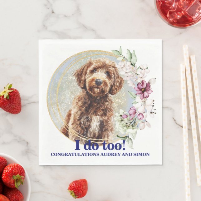 Labradoodle Wedding Napkins mit Hunden Foto Serviette (Von Creator hochgeladen)