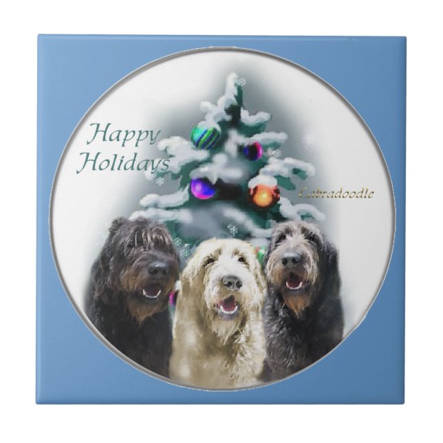 Labradoodle Weihnachten Fliese (Vorderseite)