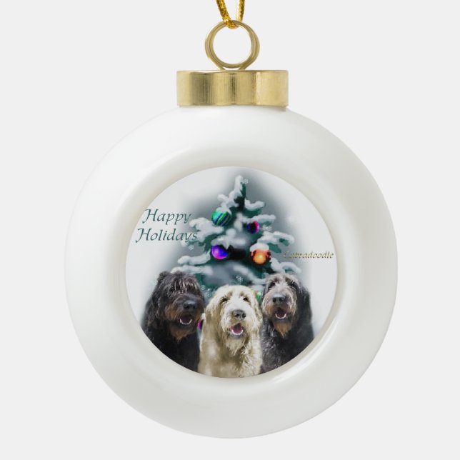 Labradoodle Weihnachten Keramik Kugel-Ornament (Vorderseite)
