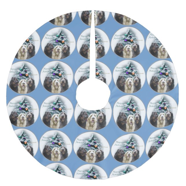 Labradoodle Weihnachten Polyester Weihnachtsbaumdecke (Vorderseite)