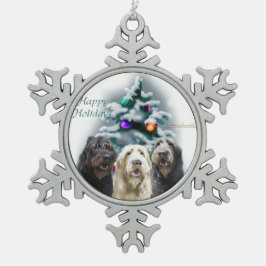 Labradoodle Weihnachten Schneeflocken Zinn-Ornament