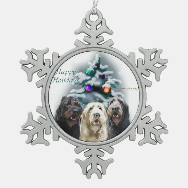 Labradoodle Weihnachten Schneeflocken Zinn-Ornament (Vorderseite)