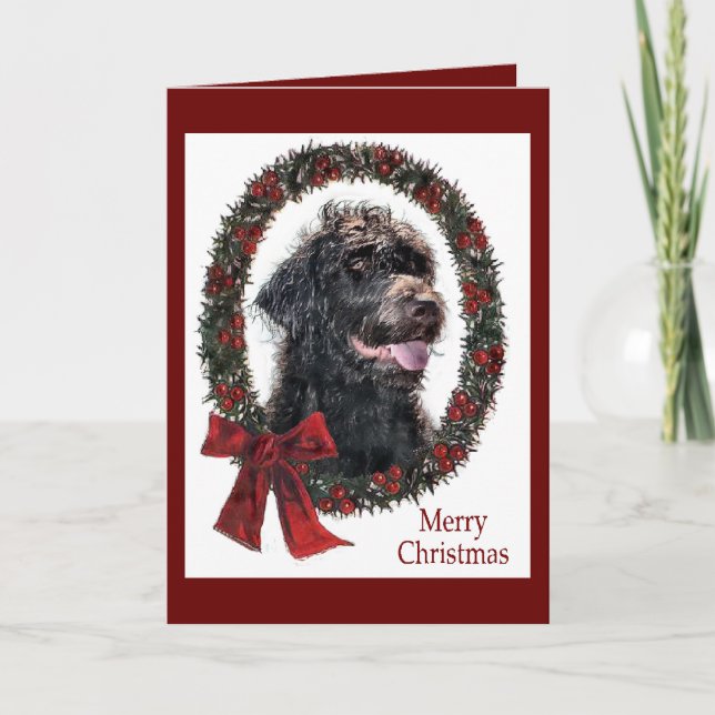 Labradoodle Weihnachtsgeschenke Feiertagskarte (Vorderseite)