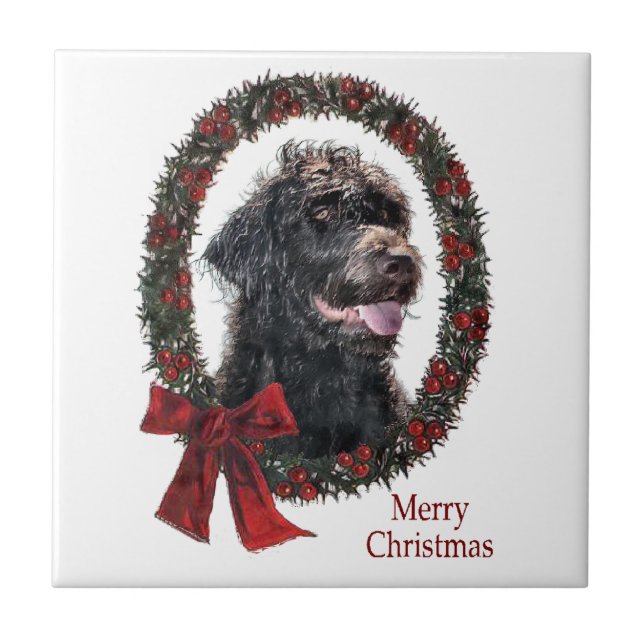 Labradoodle Weihnachtsgeschenke Fliese (Vorderseite)