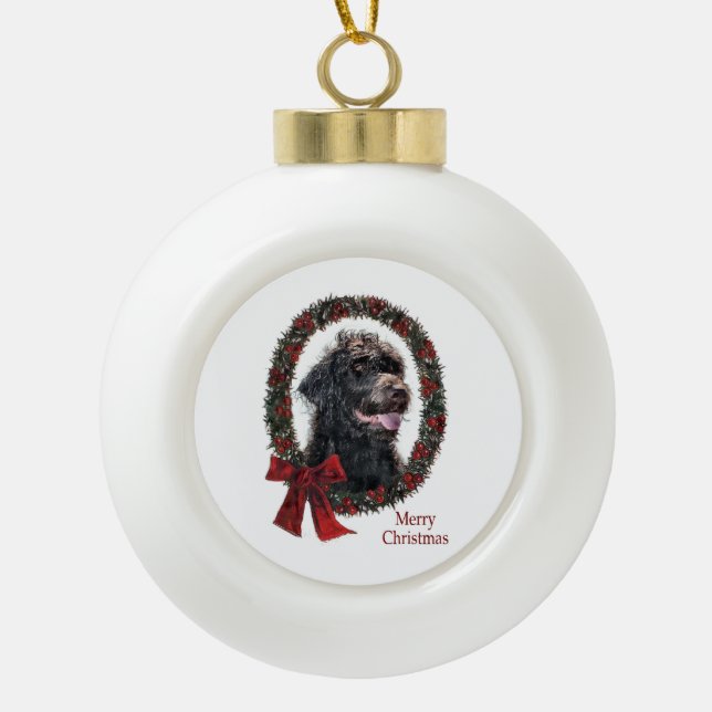 Labradoodle Weihnachtsgeschenke Keramik Kugel-Ornament (Vorderseite)
