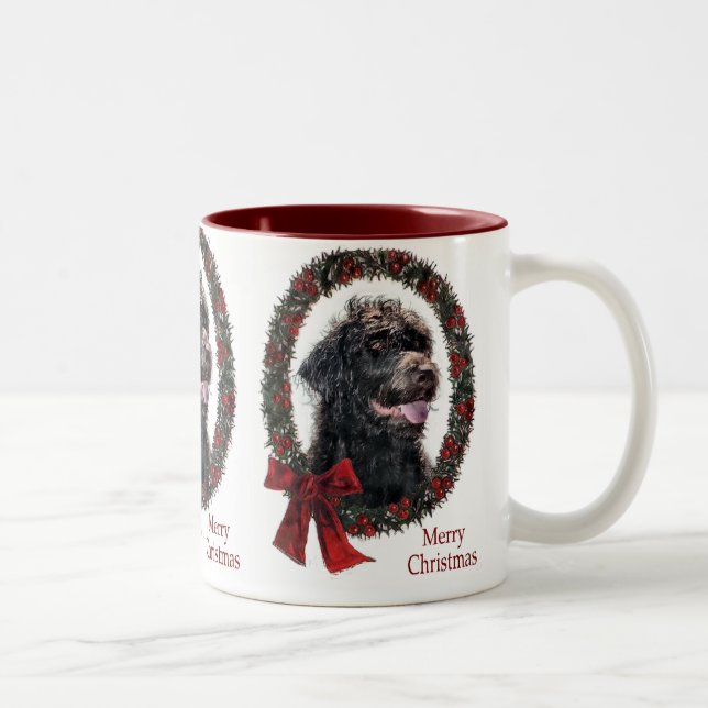 Labradoodle Weihnachtsgeschenke Zweifarbige Tasse (Rechts)
