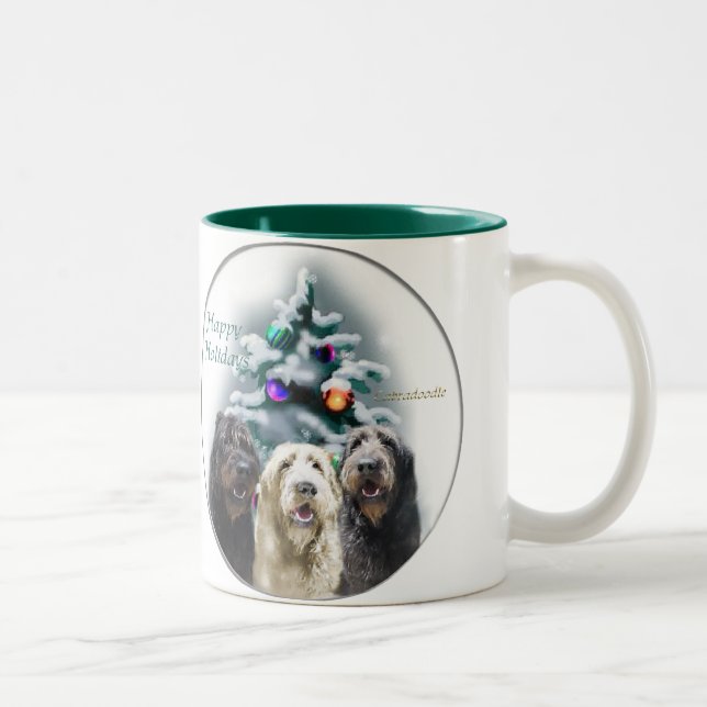 Labradoodle Weihnachtsgeschenke Zweifarbige Tasse (Rechts)